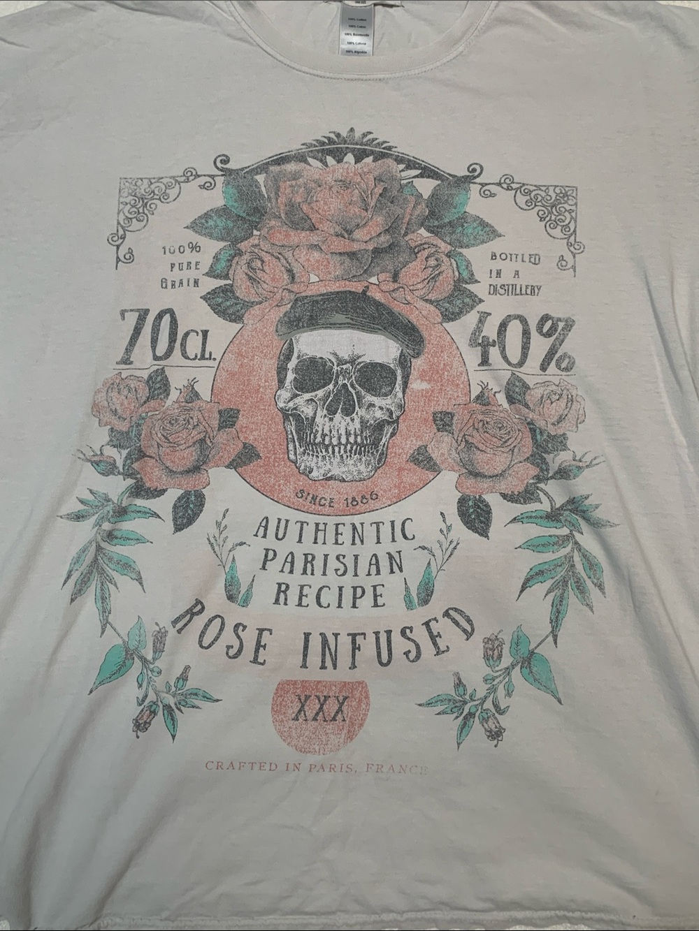 Project Social 100% Cotton T Cream Graphic Skull & Rose Short Sleeve